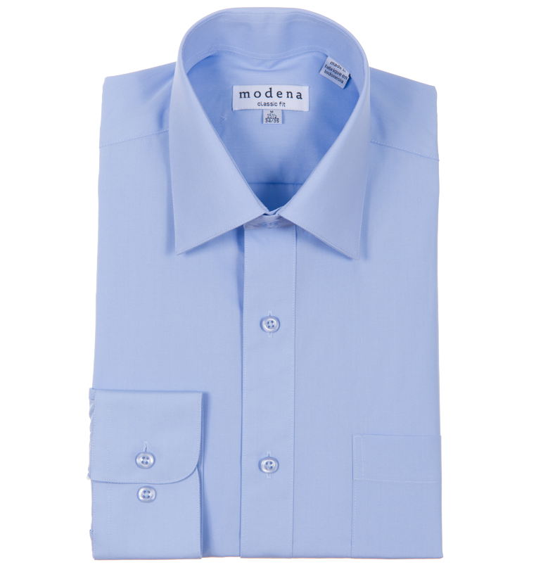 Classic Fit Solid Powder Blue Men's Dress Shirt by Modena
