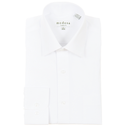 Classic Fit Solid White Men's Dress Shirt by Modena Modena Shirts - Paul Malone.com