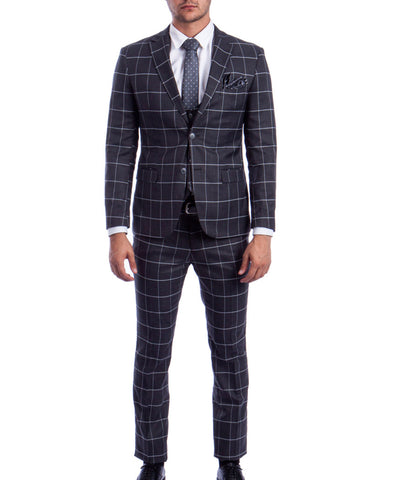 Tarmac Grey Slim Fit Men's Suit with Vest Set Sean Alexander Suits - Paul Malone.com
