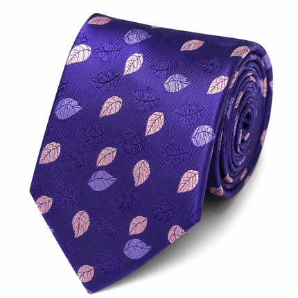 Purple Floral Men's Tie and Pocket Square