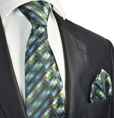 Green Diamond Patterned Men's Necktie Paul Malone Ties - Paul Malone.com