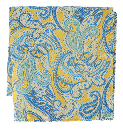 Yellow and Turquoise Paisley Pocket Square BerlinBound Pocket Square - Paul Malone.com