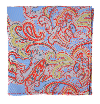 Red, Light Blue and Gold Paisley Pocket Square BerlinBound Pocket Square - Paul Malone.com