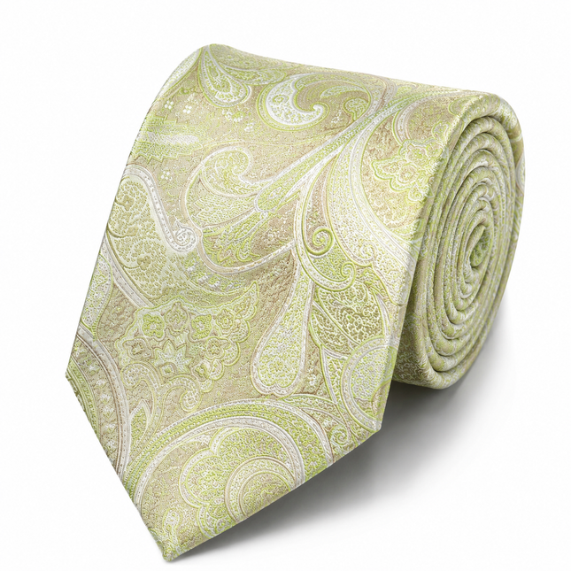 Lime Green Paisley Men's Tie and Pocket Square Paul Malone Ties - Paul Malone.com