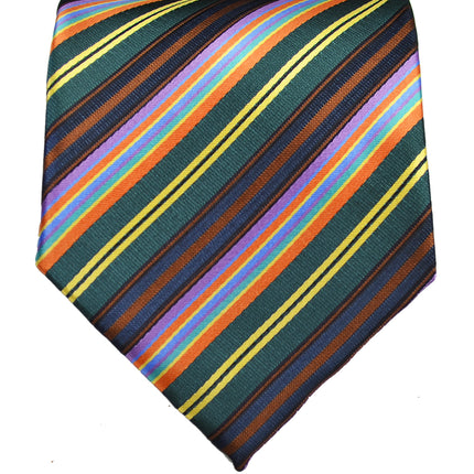 Teal Striped Men's Necktie Paul Malone Ties - Paul Malone.com