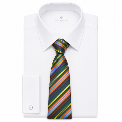 Teal Striped Men's Necktie Paul Malone Ties - Paul Malone.com