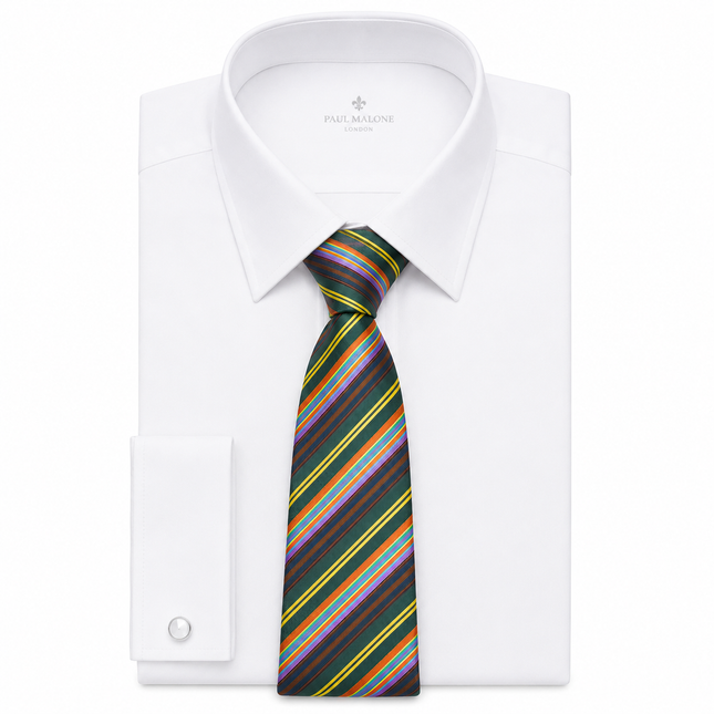 Teal Striped Men's Necktie Paul Malone Ties - Paul Malone.com