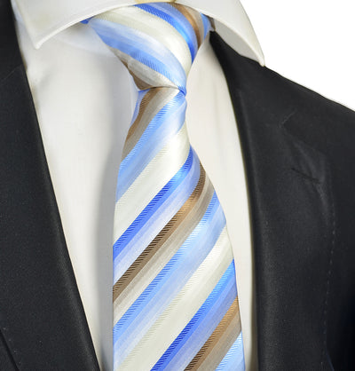 Blue and Brown Striped Men's Necktie Paul Malone Ties - Paul Malone.com
