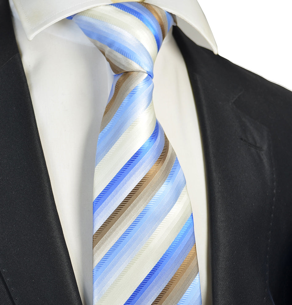 Blue and Brown Striped Men's Necktie