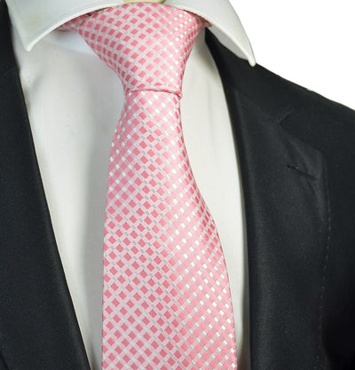 Lite Pink Plaid Men's Necktie Paul Malone Ties - Paul Malone.com