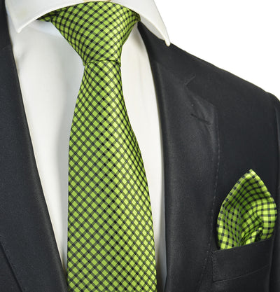 Summer Green Plaid Men's Necktie Paul Malone Ties - Paul Malone.com