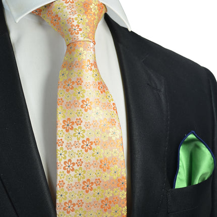 Yellow Floral Men's Tie and Pocket Square Paul Malone Ties - Paul Malone.com