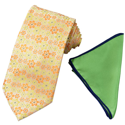 Yellow Floral Men's Tie and Pocket Square Paul Malone Ties - Paul Malone.com
