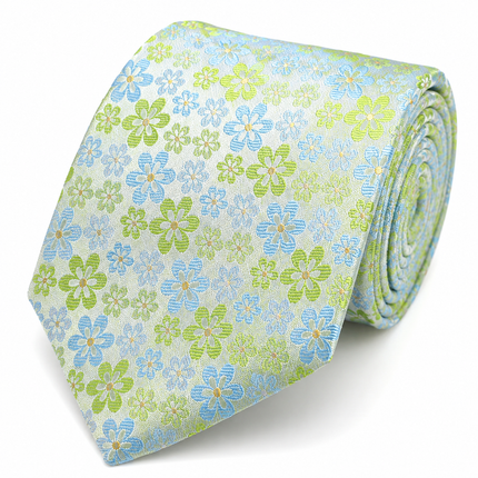 Lime Green and Blue Floral Men's Necktie Paul Malone Ties - Paul Malone.com