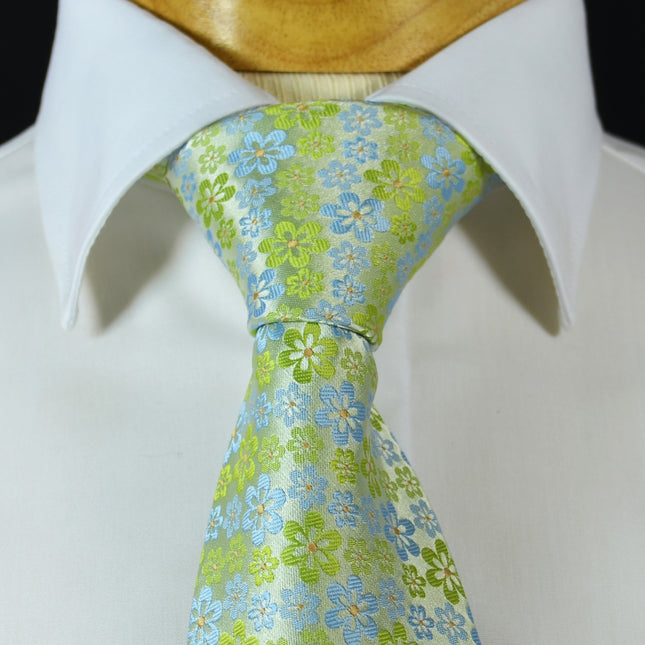 Lime Green and Blue Floral Men's Necktie Paul Malone Ties - Paul Malone.com