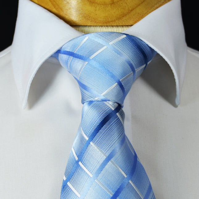 Blue Plaid Men's Tie and Pocket Square Paul Malone Ties - Paul Malone.com