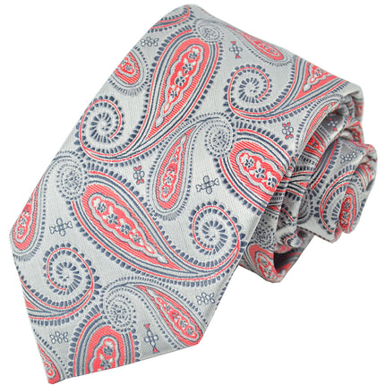 Silver and Cayenne Red Necktie Set Paul Malone Ties - Paul Malone.com