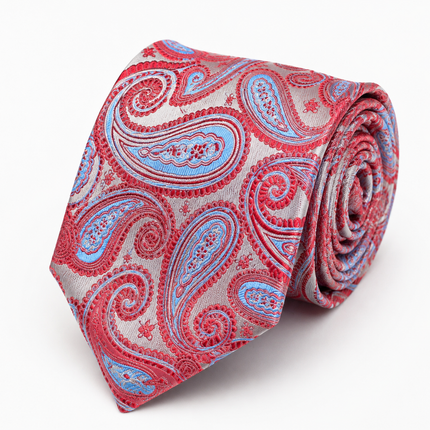 Poinsettia and Blue Paisley Necktie Set Paul Malone Ties - Paul Malone.com