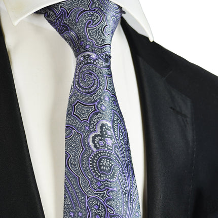 Purple and Grey Paisley Men's Necktie Paul Malone Ties - Paul Malone.com