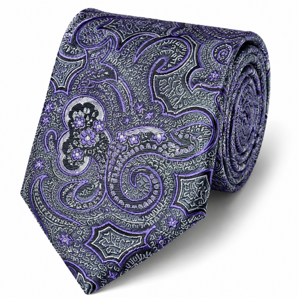 Purple and Grey Paisley Men's Necktie Paul Malone Ties - Paul Malone.com