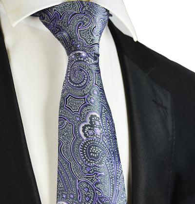 Purple and Grey Paisley Men's Necktie Paul Malone Ties - Paul Malone.com