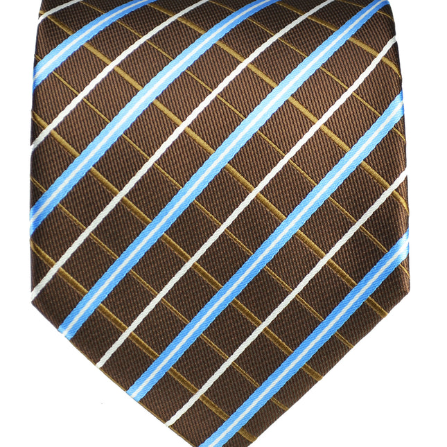 Brown and Blue Plaid Men's Necktie Paul Malone Ties - Paul Malone.com