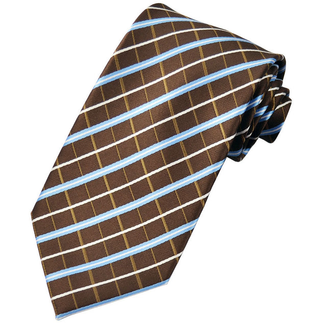 Brown and Blue Plaid Men's Necktie Paul Malone Ties - Paul Malone.com