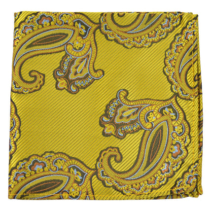 Yellow Gold Paisley Tie and Pocket Square Paul Malone Ties - Paul Malone.com