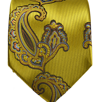 Yellow Gold Paisley Tie and Pocket Square Paul Malone Ties - Paul Malone.com