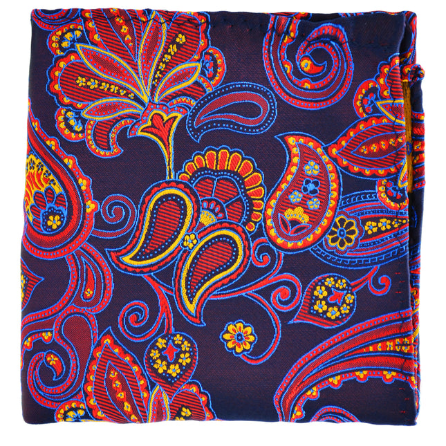 Red, Blue and Gold Paisley Men's Pocket Square BerlinBound Pocket Square - Paul Malone.com