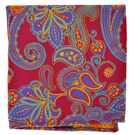 Red, Blue and Orange Paisley Men's Pocket Square BerlinBound Pocket Square - Paul Malone.com