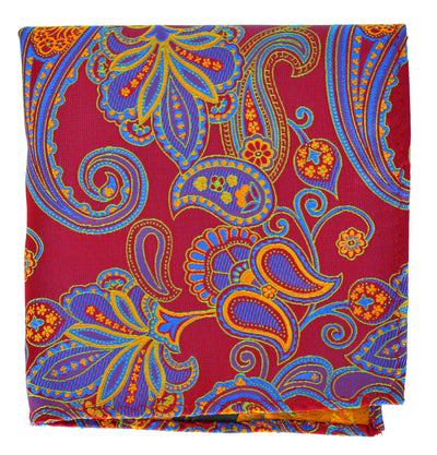 Red, Blue and Orange Paisley Men's Pocket Square BerlinBound Pocket Square - Paul Malone.com