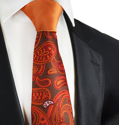 Amberglow Paisley Contrast Knot Tie by Paul Malone Paul Malone Ties - Paul Malone.com