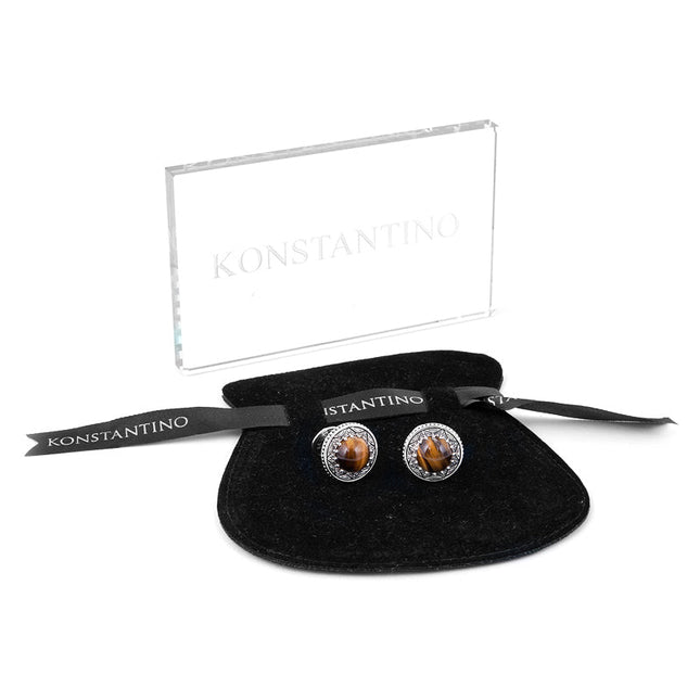 Konstantino Tiger's Eye Cufflinks Cufflinks.com Cufflinks - Paul Malone.com