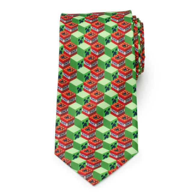 Minecraft Creeper TNT Isometric Green Men's Tie Marvel Ties - Paul Malone.com