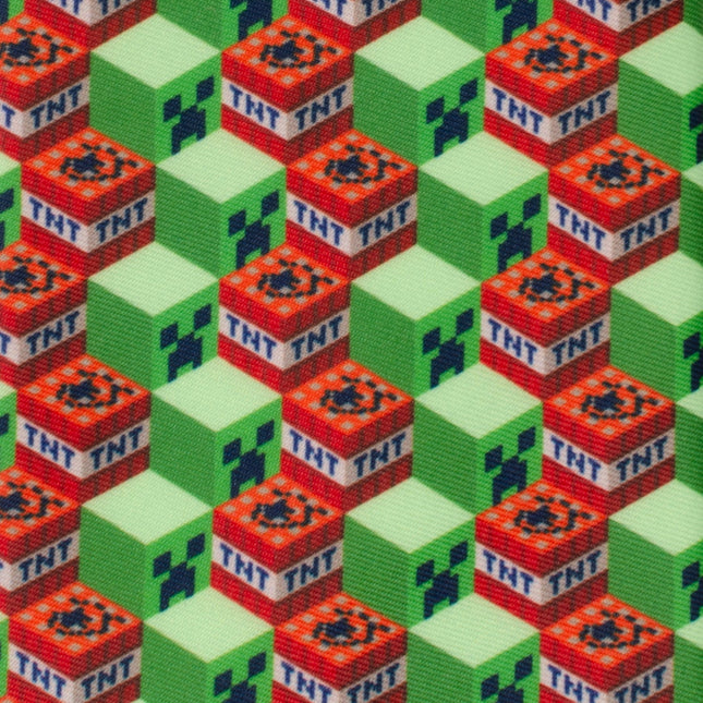 Minecraft Creeper TNT Isometric Green Men's Tie Marvel Ties - Paul Malone.com