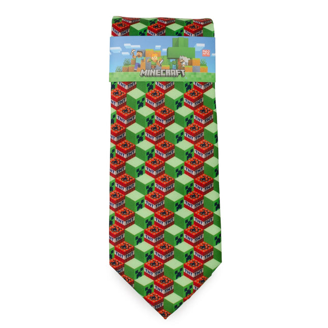 Minecraft Creeper TNT Isometric Green Men's Tie Marvel Ties - Paul Malone.com