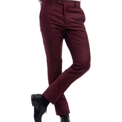 3 piece Burgundy Slim Fit Men's Suit with Vest Set Sean Alexander Suits - Paul Malone.com