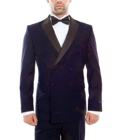 Suit Clearance: Navy Double Breasted Tuxedo with Shawl Lapel 40R Bryan Michaels Suits - Paul Malone.com