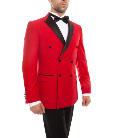 Suit Clearance: Red Double Breasted Tuxedo with Shawl Lapel 44S Bryan Michaels Suits - Paul Malone.com