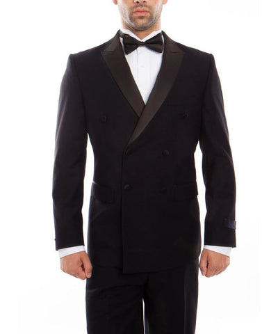 Suit Clearance: Black Double Breasted Tuxedo with Shawl Lapel 46S Bryan Michaels Suits - Paul Malone.com