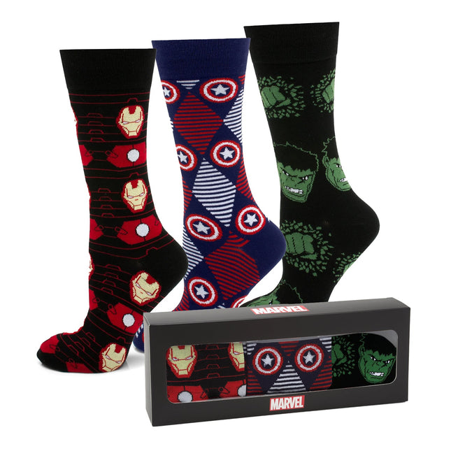 Marvel Avengers Favorites 3 Pair Socks and Lapel Pin Gift Set Marvel Socks - Paul Malone.com