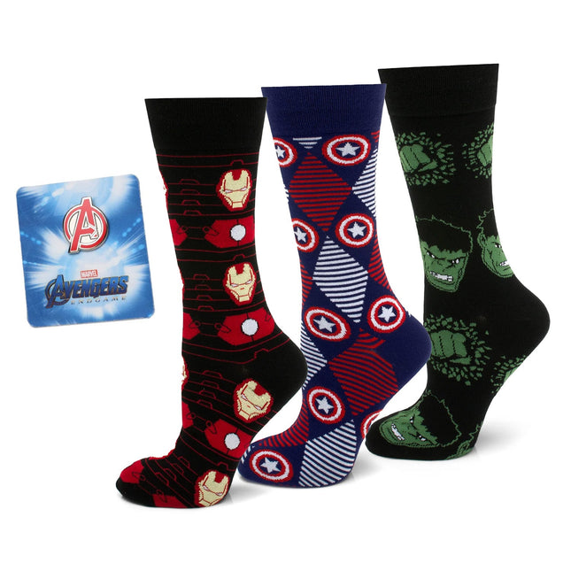 Marvel Avengers Favorites 3 Pair Socks and Lapel Pin Gift Set Marvel Socks - Paul Malone.com