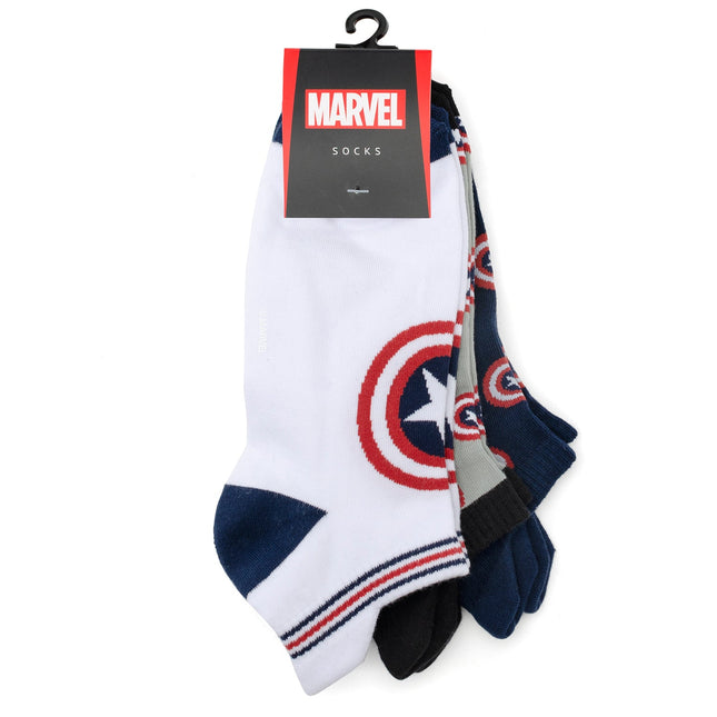 Marvel Captain America Ankle Socks 3-Pack and Lapel Pin Gift Set Marvel Socks - Paul Malone.com