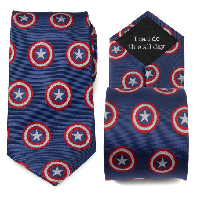 Marvel Captain America Hidden Message Blue Men's Tie Cufflinks.com Tie - Paul Malone.com