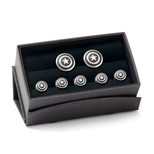 Marvel Captain America Shield Stainless Steel 5-Stud Set Marvel Stud Set - Paul Malone.com