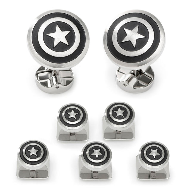 Marvel Captain America Shield Stainless Steel 5-Stud Set Marvel Stud Set - Paul Malone.com