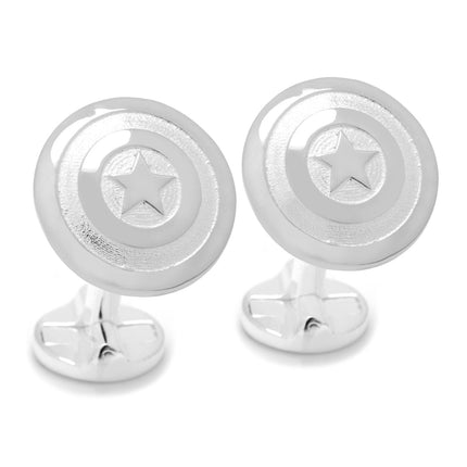 Marvel Captain America Shield Sterling Silver 3D Cufflinks Marvel Cufflinks - Paul Malone.com