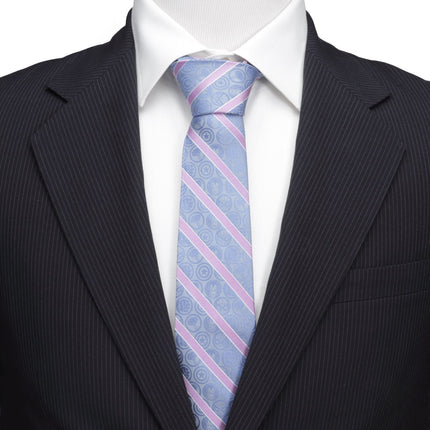 Marvel Comics Blue and Pink Stripe Silk Men's Tie Marvel Ties - Paul Malone.com