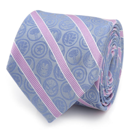 Marvel Comics Blue and Pink Stripe Silk Men's Tie Marvel Ties - Paul Malone.com